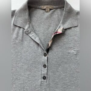 Burberry Grey Polo with Signature Check Trim